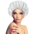 thumbnail image 1 of Satin Bonnet Sleeping Cap Double Layer Elasticated Trim Soft Night Hat for Woman, 1 of 2