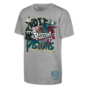 Youth Mitchell & Ness Heather Gray Detroit Pistons Hardwood Classics Play by Play T-Shirt