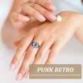 thumbnail image 4 of Alloy Ring Exaggerated Eye Designed Finger Ring Vintage Ring Punk Style Finger Jewelry Blue, 4 of 8