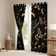 thumbnail image 4 of Feelyou Magic Boho Butterfly Black Out Curtains for Teens, Rustic Leaves Plant Curtains Pack of 2 (42x63 Each), Tribal Moon Galaxy Bedroom Curtains, Curtains and Drapes Decor, 4 of 7