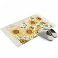 thumbnail image 2 of Bathroom Rug 2'x 3', Sunflower Farmhouse Woven Cotton Washable Rug with Tassels, Spring Summer Retro Floral Butterflies Non Slip Front Door Mat for Entrance, Doorway, Hallway, Laundry Room, 2 of 9