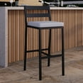 thumbnail image 6 of LeisureMod Patio Bar Stool in Powder-Coated Aluminum Frame with Removable Cushion Low Open-Back Design and Footrest Chelsea Collection in Light Grey, 6 of 11