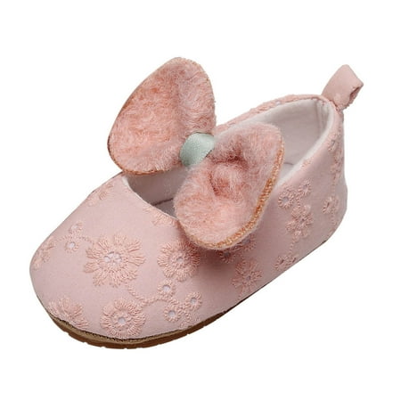 

Girls Single Shoes Floral Embroider Bowknot First Walkers Shoes Toddler Sandals Princess Shoes