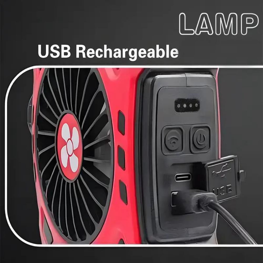 Rechargeable LED Camping Fan & Lamp  Portable Outdoor Light  Battery-Powered for Camping  Hiking  Tent  Emergency  Indoor.