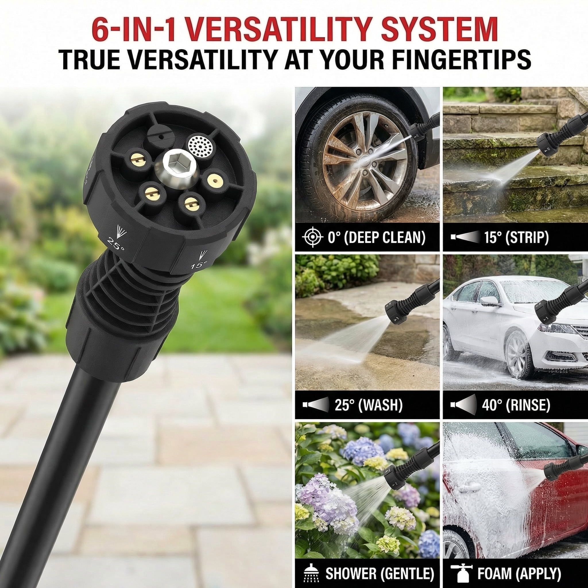 Wugeku Cordless Pressure Washer with Brushless Motor, Portable Power Cleaner Includes 2 20V 4.0Ah Batteries, 6-in-1 Nozzle for Car, and Patio Cleaning