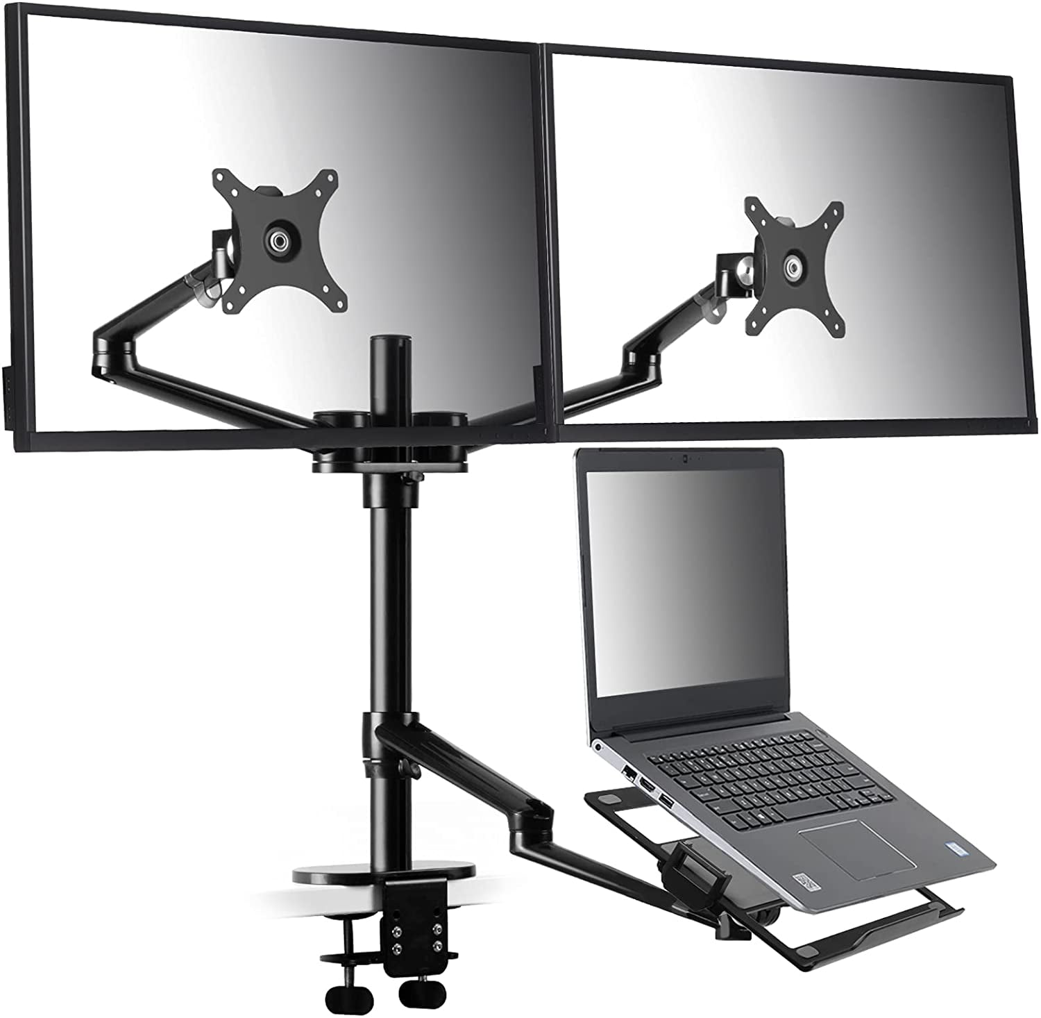 Kansen Goederen Doordeweekse dagen Monitor and Laptop Mount 3-in-1 Adjustable Triple Monitor Arm Desk Mounts  Dual Desk Arm Stand/Holder for 17 to 27 Inch LCD Computer Screens Extra  Tray Fits 12 to 17 inch Laptops -B - Walmart.com
