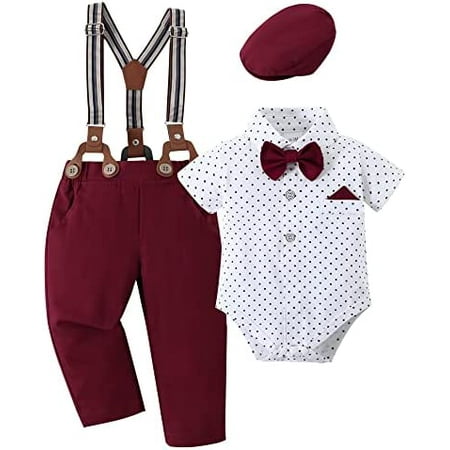 

WESIDOM Boys Toddler Short Sleeve Clothing White Baby Tuxedo for 0-18 Months