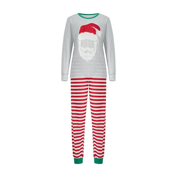 hirigin Christmas Family Matching Pajamas Set, Long Sleeve Crew Neck Tops with Striped Pants