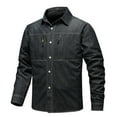 thumbnail image 2 of BiZtdJrK Long Sleeve Shirts for Men Big and Tall Jean Blouse Casual Button Down Lapel Work Tops Business Slim Fit Denim Tshirts with Pockets Ofertas Flash Black 3XL, 2 of 9
