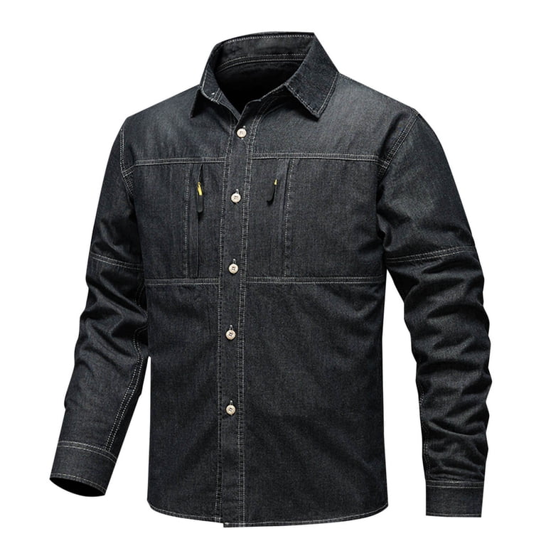 BiZtdJrK Long Sleeve Shirts for Men Big and Tall Jean Blouse
