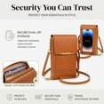 thumbnail image 3 of Touchscreen Phone Crossbody Bag for Women, Blocking Leather Cell Phone Purse with Clear Window, Small Crossbody Wallet with Adjustable Strap for Travel Shopping-Brown, 3 of 6