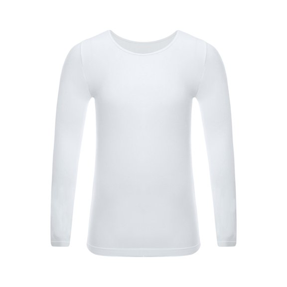 Sholeno Unisex Kids Thermal Underwear Tops Long Sleeve Crew Neck T-Shirt Compression Base Layer Type A White L