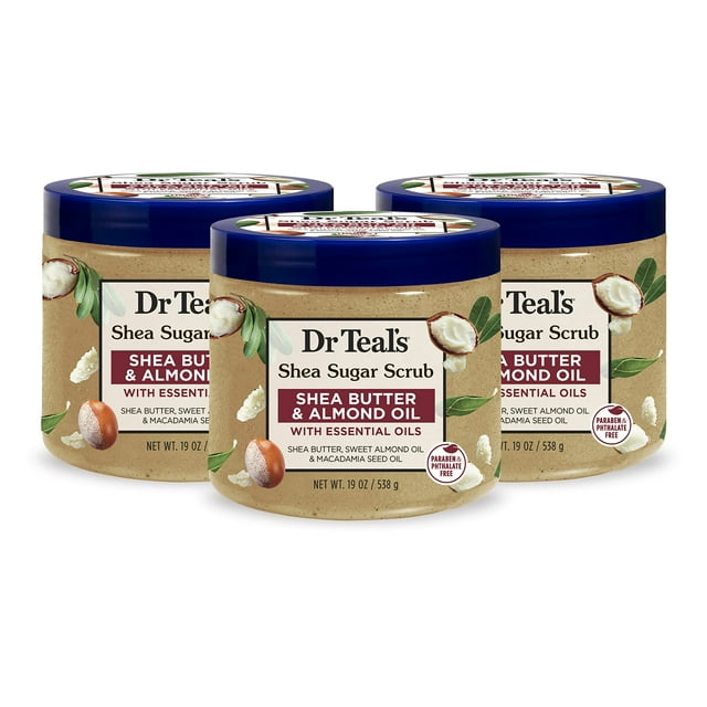 Exfoliante corporal Dr. Teal's Shea Sugar con manteca de karité y aceite de almendras 570 ml