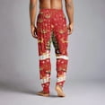 thumbnail image 4 of Fabrcox Christmas Mens Slim Fit Pajamas Bottoms Tree Snowflake Reindeer Printed Loose Fit Lounge Bottoms Casual Baggy Comfy Loose Sleepwear Pj Pants, Vermilion M, 4 of 6