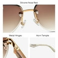 thumbnail image 4 of HEPIDEM 100% Really Buffalo Horn Sunglasses for Men Rimless Oversize Aviator Square Sun Glasses 0039, 4 of 9