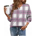 thumbnail image 4 of ZUKMRJPC Women's Vintage Plaid Sweatshirts Long Sleeve V Neck Fleece Pullover Sweatshirt Casual Lightweight Loose Fit Fall Warm Tops, 4 of 5