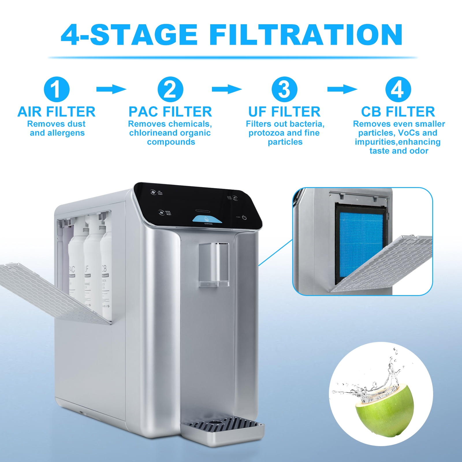 A10 2025 Improved Atmospheric Water Generator for Drinking Water, 4-Stage Purification 10L, Countertop Atmospheric Water Filter with UV Filtration, Countertop Drinking Water Filter System for Office