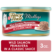 Fancy Feast Wet Cat Food, Medleys Wild Salmon Primavera With Garden Veggies & Greens in Sauce, 3 oz. Can