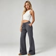 thumbnail image 6 of Womens Fleece Flare Sweatpants Wide Leg Lounge Pants with Pockets Fall Drawstring Travel Sweat Pants XL, 6 of 7