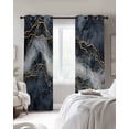 thumbnail image 4 of Marble Blackout Curtains for Bedroom Living Room Darkening Curtains 84 Inch Length 2 Panels Set Navy Blue Modern Luxury Gold Texture Window Curtain Insulated Window Treatment Grommet Drapes 52"x84", 4 of 9