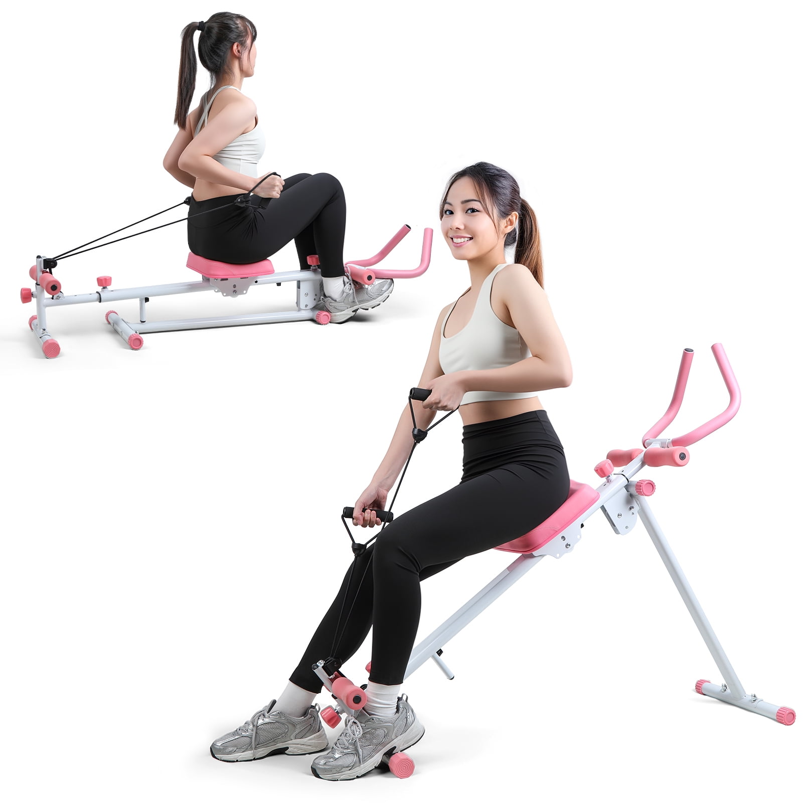 Multi-Functional Rowing Machine, Home Gym Rowing Machines, Folding AB Workout Machine, Abdominal Rowing Fitness Equipment for Home Use, Max 120kg