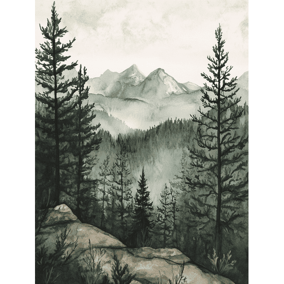 Misty Mountain Forest Canvas Wall Art Perfect for Living Room Bedroom Office Bathroom and Dining Room Decoration.