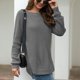 thumbnail image 3 of Mujeres suéter de punto manga larga split hem crewneck dobladillo curvado suelta otoño superior para invierno otoño, 3 of 5