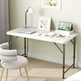 thumbnail image 4 of Costway 4 ft Portable Camping Table with HDPE Tabletop & Metal Legs Safety Lock for Party, 4 of 9