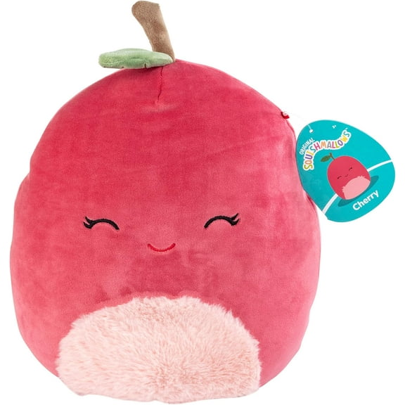 Squishmallows Original 10-Inch Cherry The Cherry - Official Jazwares Plush - Collectible Soft & Squishy Fruit Stuffed Animal Toy - Add to Your Squad - Gift for Kids, Girls & Boys