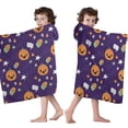 thumbnail image 4 of Cute Halloween Icons Pattern Hooded Bath Towel，50"x30" for Ages 3 To 12 Kids, Quick Dry Lightweight Soft Microfiber Hood Beach Towel Cover Up for Kids, 4 of 7