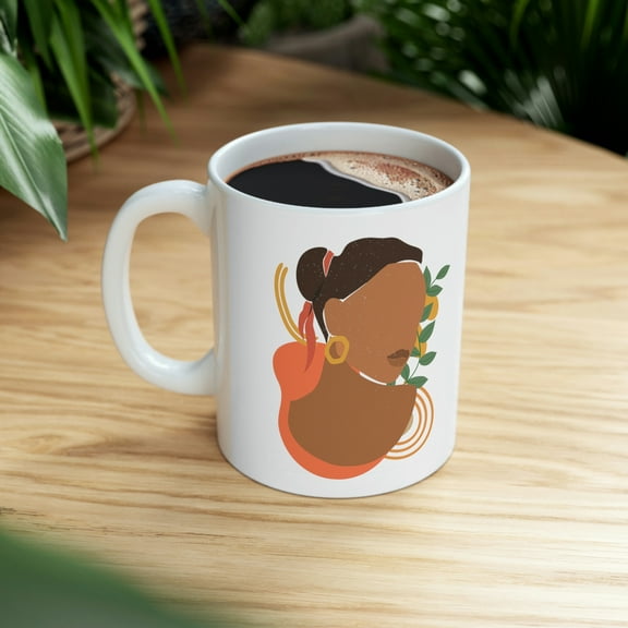 Boho Afrocentric Art Coffee & Tea Mug No.3 - 11oz White Ceramic Mug