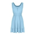 thumbnail image 5 of 50% off Clear! safuny Savings Women's Dress Dressy Loose Halter Neck Sleeveless Solid Color Plus Size Summer Tank Soft Mini Dress Comfy Casual for Mujer Elegante Blue L, 5 of 6