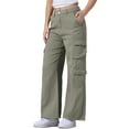 thumbnail image 4 of INSPIRE CHIC Women's Cargo Denim Pants Multi-Pocket Full Length Wide Leg Distressed Baggy Jeans S Green, 4 of 6