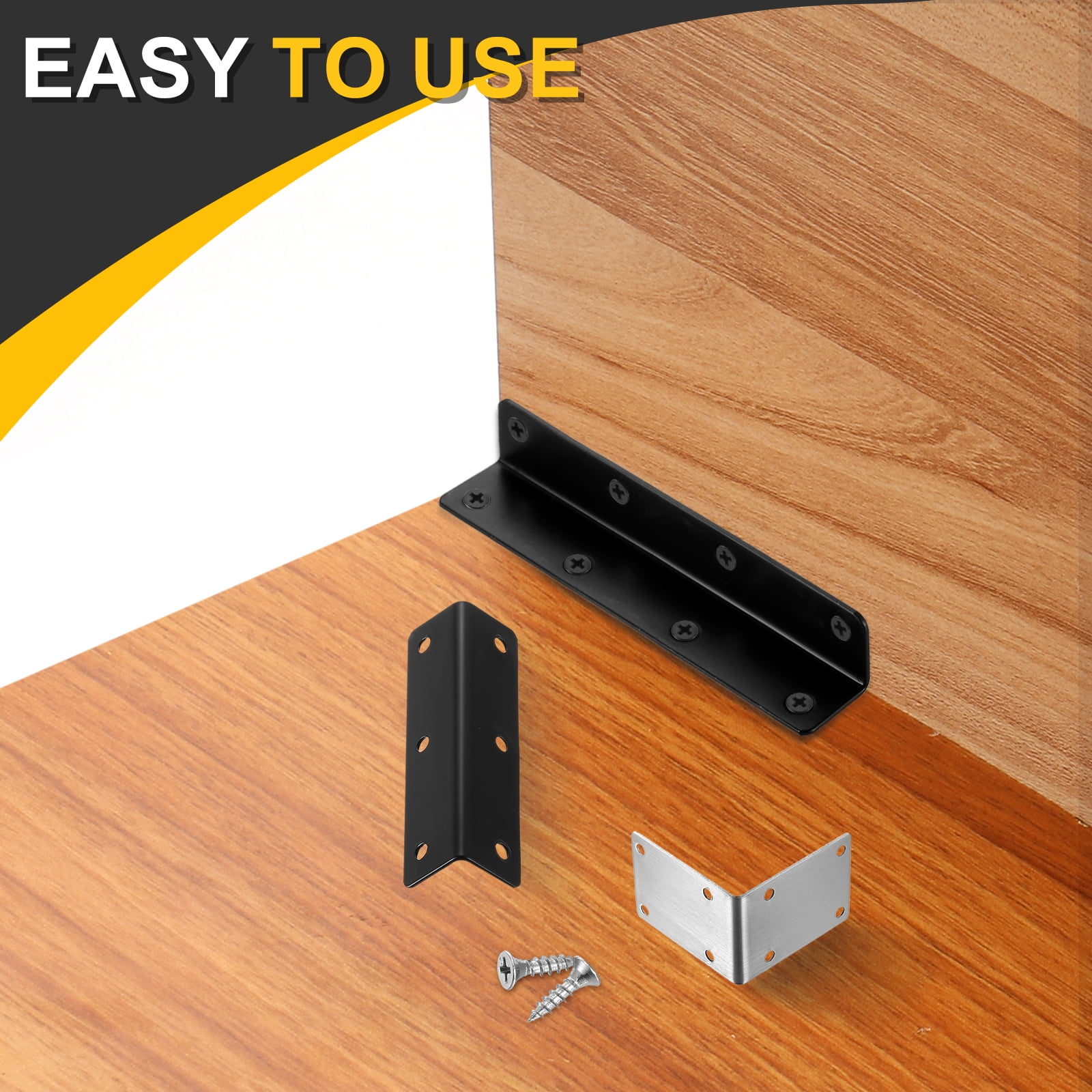 4Pcs L-Shaped Brackets Corner Brace, 0.98"x0.98"x7.87" Corner Bracket Shelf Bracket Right Angle Brackets for Wood Shelves Furniture (25x25x200mm, White)