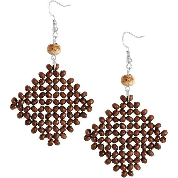 Boho Chic Handmade Rattan Wood Dangle Drop Earrings for Women, Bohemian Summer Beach Statement Jewelry Gift for Women