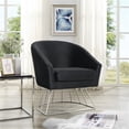 thumbnail image 2 of Posh Living Leo Tufted Velvet Barrel Back Accent Chair in Black/Chrome, 2 of 8