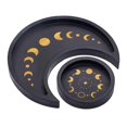 thumbnail image 1 of Bandeja decorativa útil y práctica bandeja de madera con forma de luna, redonda, para aromaterapia, aceite esencial, color negro, 1 of 5