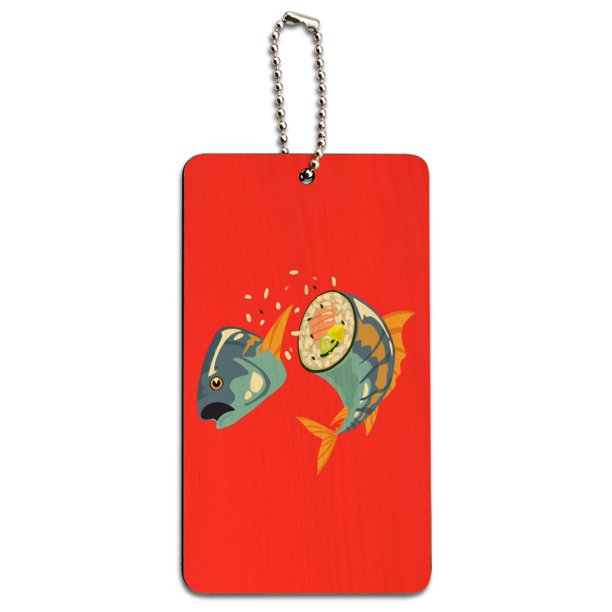 Sushi Tuna Fish Yellowtail Roll Wood Luggage Card Suitcase CarryOn ID