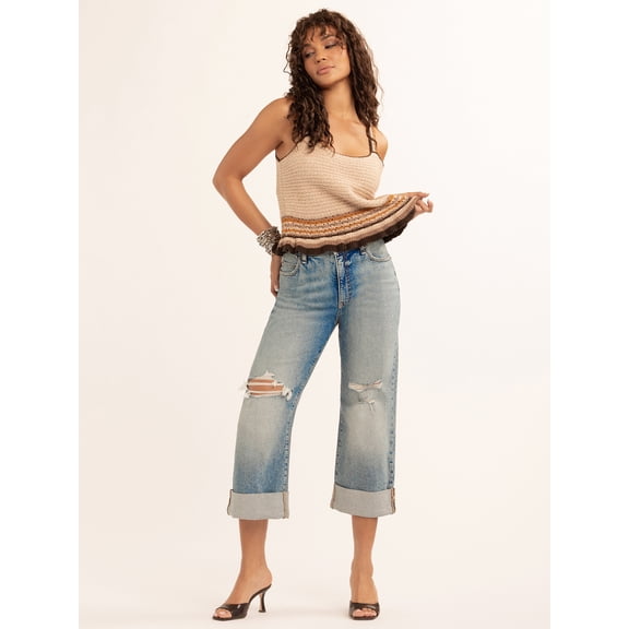 Jessica Simpson Women's Zinnia Wide Leg Boyfriend Jeans, Sizes 2-16