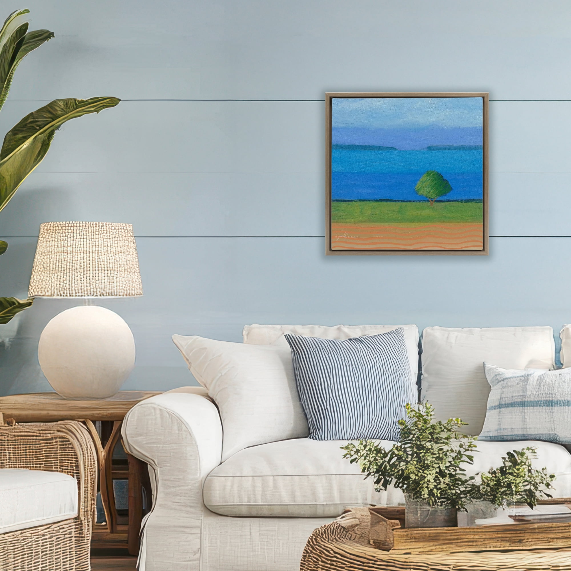 Stupell Industries Lone Tree at Spring Cove Brown Framed Floater Canvas Wall Art, design by Lynn Ericson Fine Art