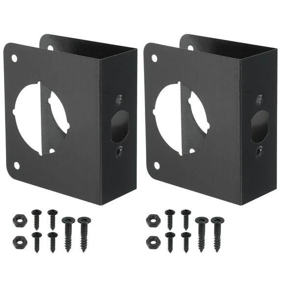 Uxcell Door Reinforcement Plate for 1-3/8" Thick Door and 4-1/2" Size Knob Lock 1-3/4"; 4-1/2" Black