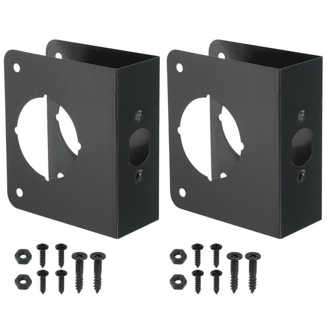 Placa de refuerzo para puerta Uxcell para puerta de 1-3/8" de grosor y cerradura de pomo de tamaño 4-1/2"; 4-1/2" negra