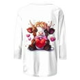thumbnail image 3 of Women's Valentine's Day Plus Size T-Shirt Cute Cow Printed 3/4 Sleeve Tshirt Crew Neck Graphic Tee,XL,A, 3 of 6