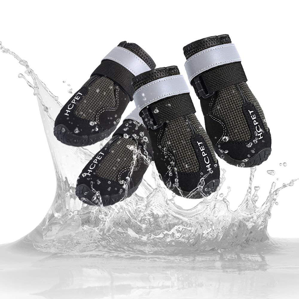 MyfatBOSS Dog Boots Rubber Waterproof Rain Boots for Dogs with Non Slip 4, Orange Outdoor Rugged