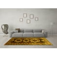 thumbnail image 3 of Ahgly Company Machine Washable Indoor Round Persian Yellow Traditional Area Rugs, 4' Round, 3 of 4