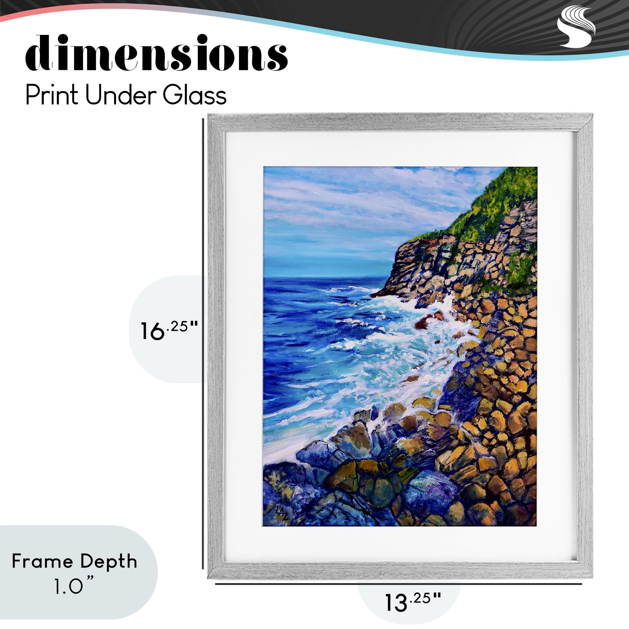 Stupell Industries Cliffside Ocean Spray Gray Framed Print Under Glass, design by Lee Ann Zirbes