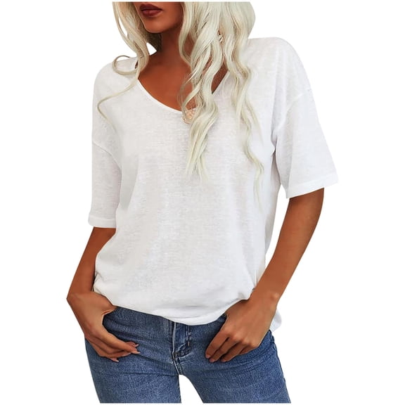 Women's Classic Basic Tee Round Neck Short Sleeve Solid Color Casual Shirt Comfortable Versatile Wardrobe Staple