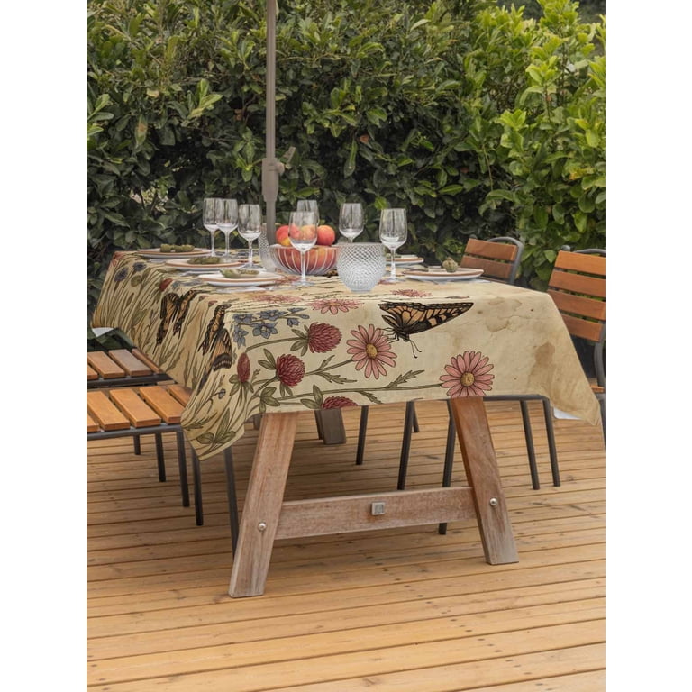120 in patio table covers with umbrella hole Outdoor Tablecloth Hole, 72" x 72" Square #MWS Options 121 down options such as drawstrings Outdoor Tablecloth with Umbrella Hole