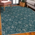 thumbnail image 3 of Victorian Decorative Rug, Vintage Floral Forms Ivy Swirls Flowers Design Image Print Art, Quality Carpet for Bedroom Dorm and Living Room, 6 Sizes, Dark Teal, by Ambesonne, 3 of 4