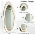 thumbnail image 5 of Honyee Full Length Mirror, 63" x 24" Wall Mirror, Flannel Wrapped Wooden Frame Full Body Mirror, Irregular Wavy Mirror Hanging or Leaning Against Wall for Cloakroom/Bedroom/Living Room, Ivory White, 5 of 12